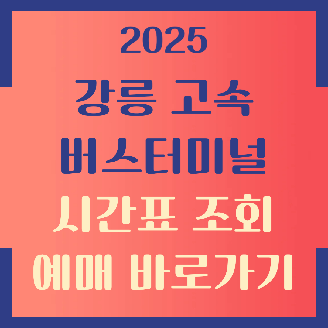 강릉고속버스터미널 시간표 예매