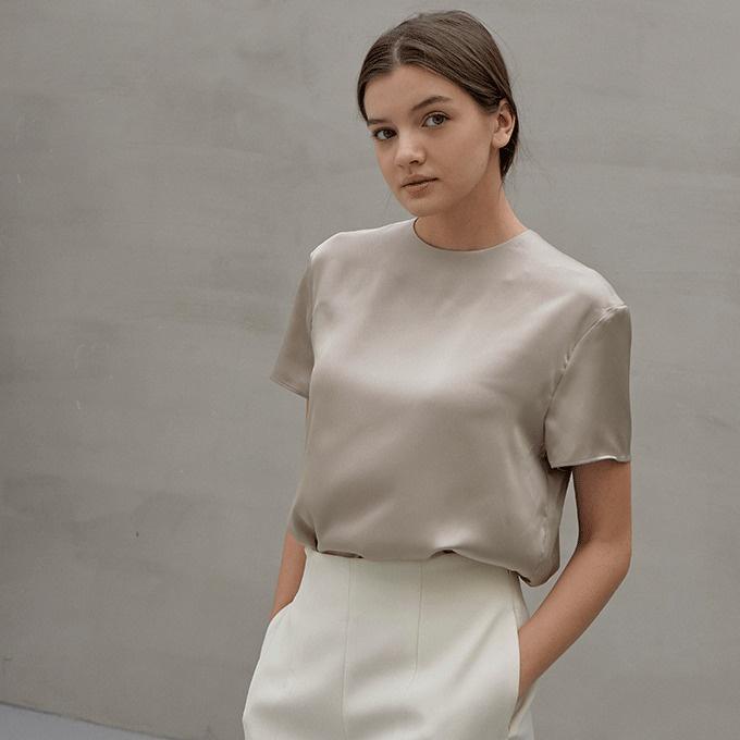 샤틴 랭5 kale blouse 케일 새틴 블라우스