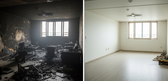 송파구 화재 청소 후 도배까지