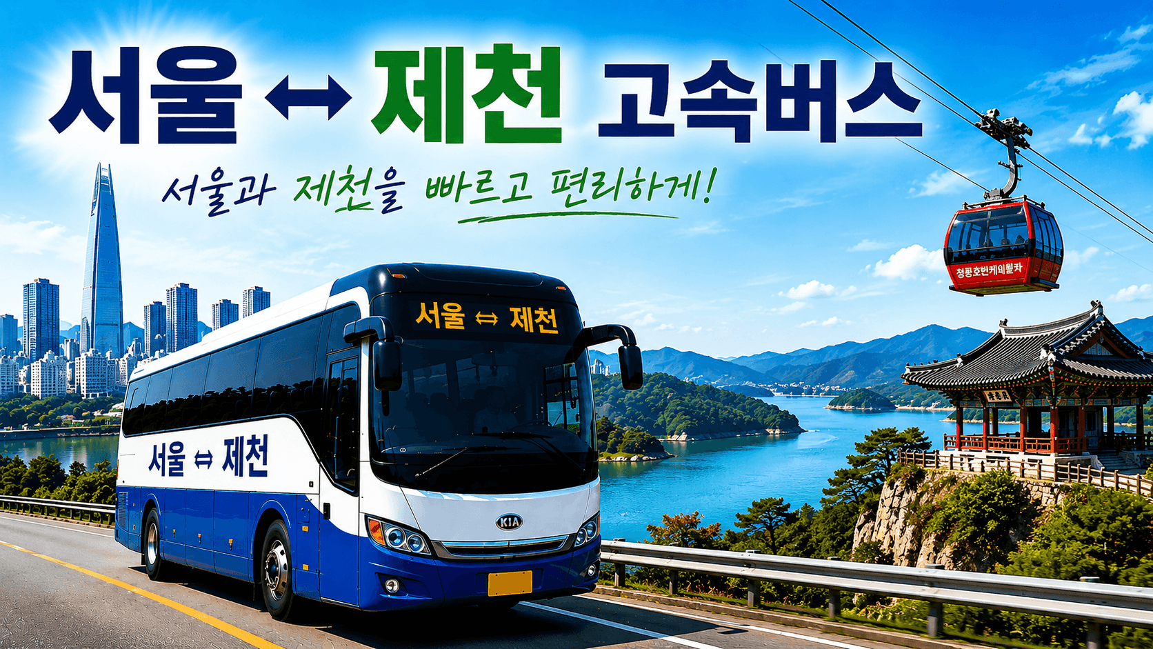 서울과 제천을 오가는 고속버스와 제천의 명소