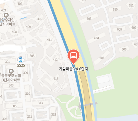 가람마을3.4.6단지에서 인천공항 리무진 공항버스(5600번) 지도 위치
