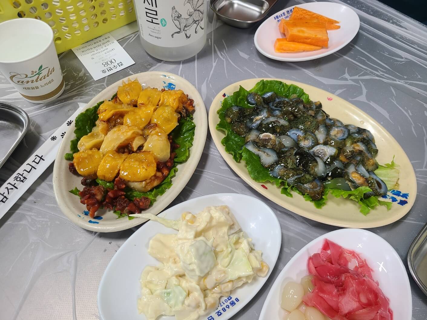 먼저 나온 해삼과 멍게