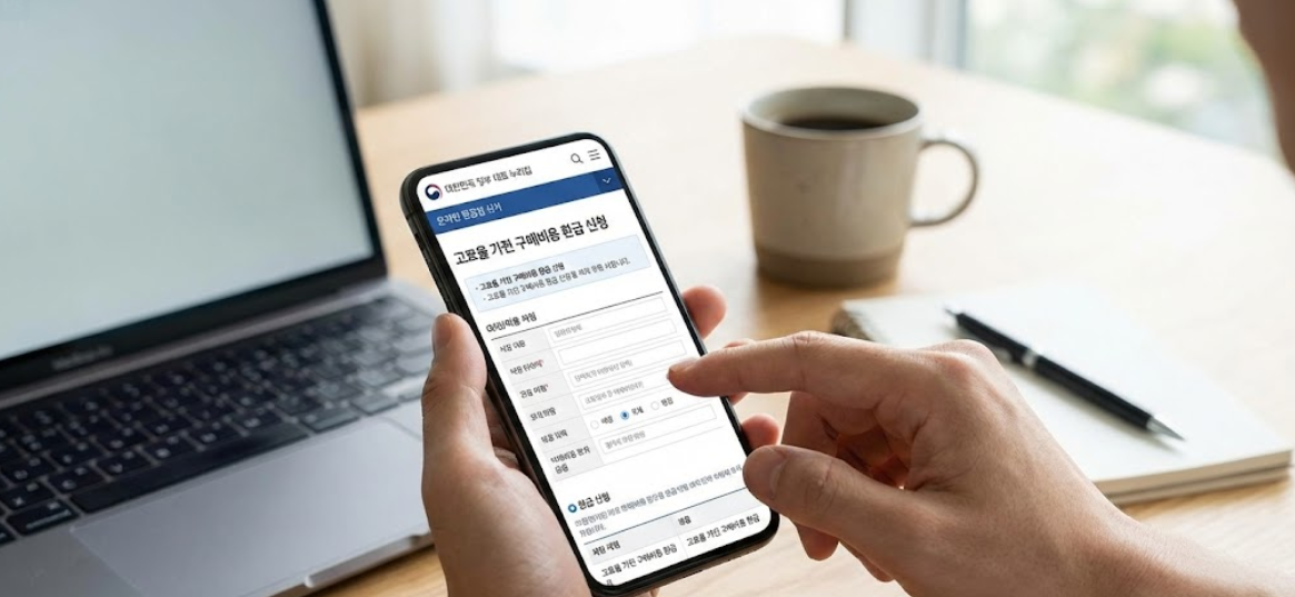 스마트폰으로 환급 신청을 하는 모습