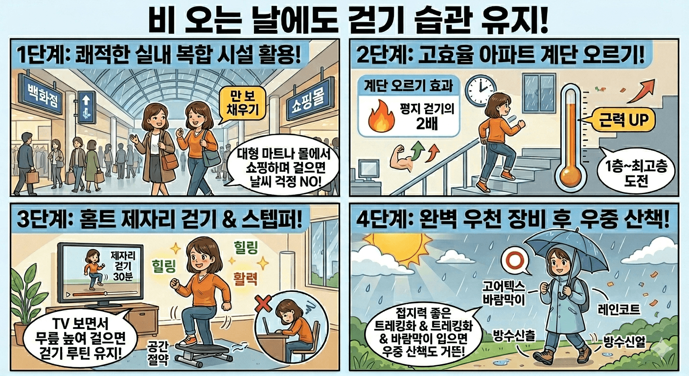 비 오는 날에도 걷기 습관을 유지하는 방법