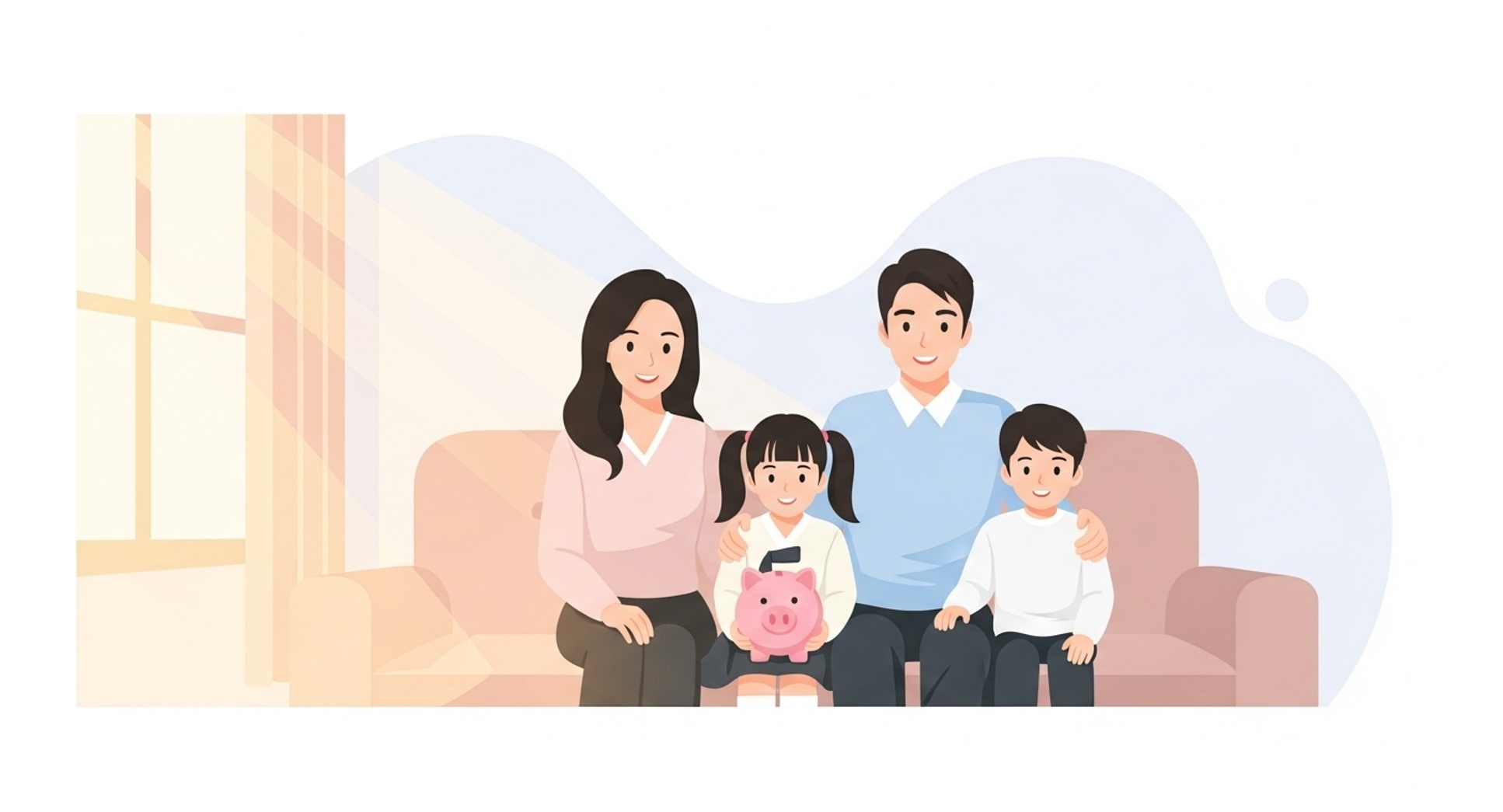 부모가 아이에게 금융교육을 설명하는 장면 — 금융 이해를 어릴 때부터 시작해야 합니다.