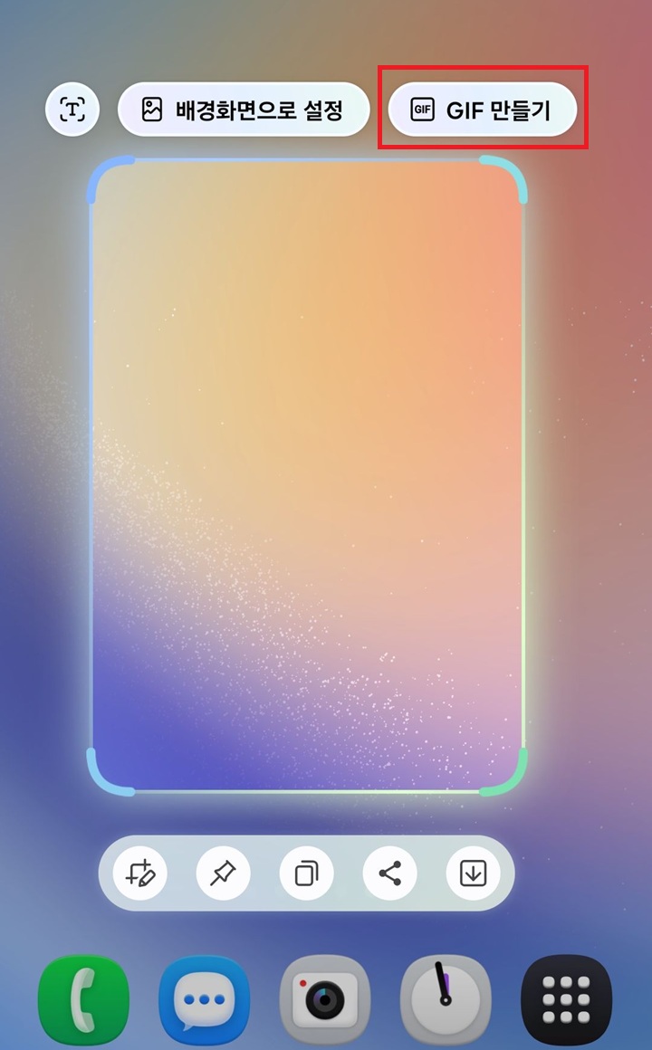 영역 지정 된 것 보이고 gif 만들기 보임