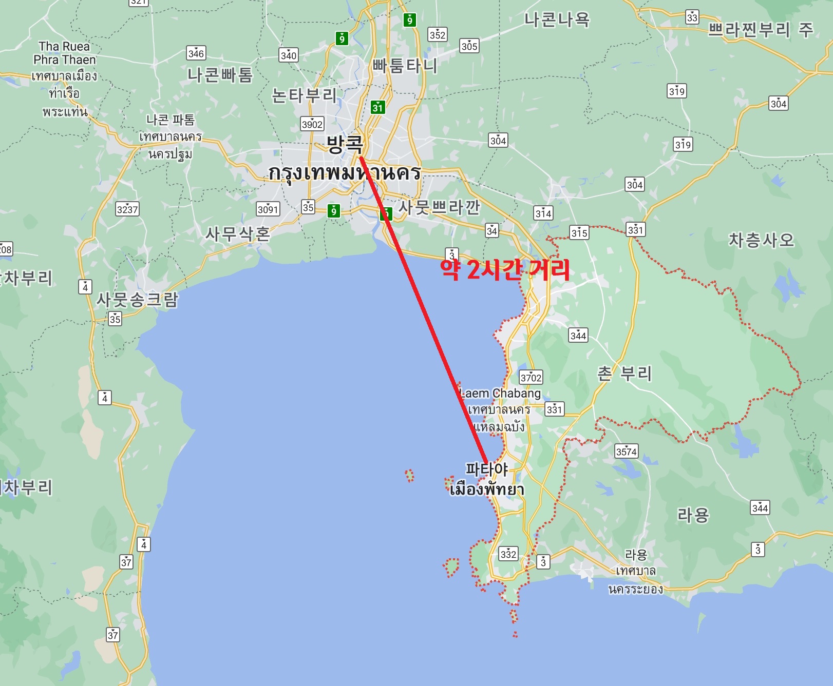 촌부리 파타야 지도