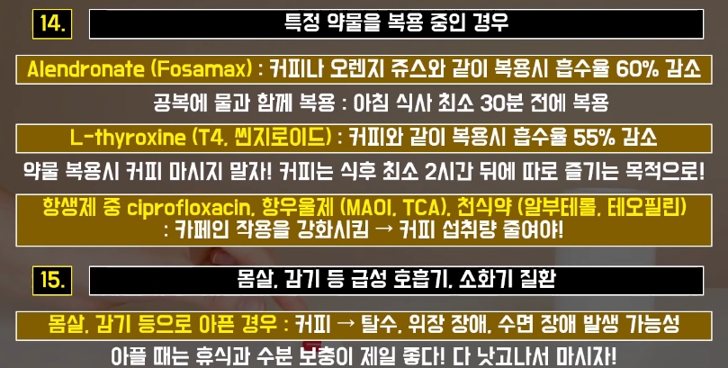 약물에 대한 설명과 카페인과의 부작용