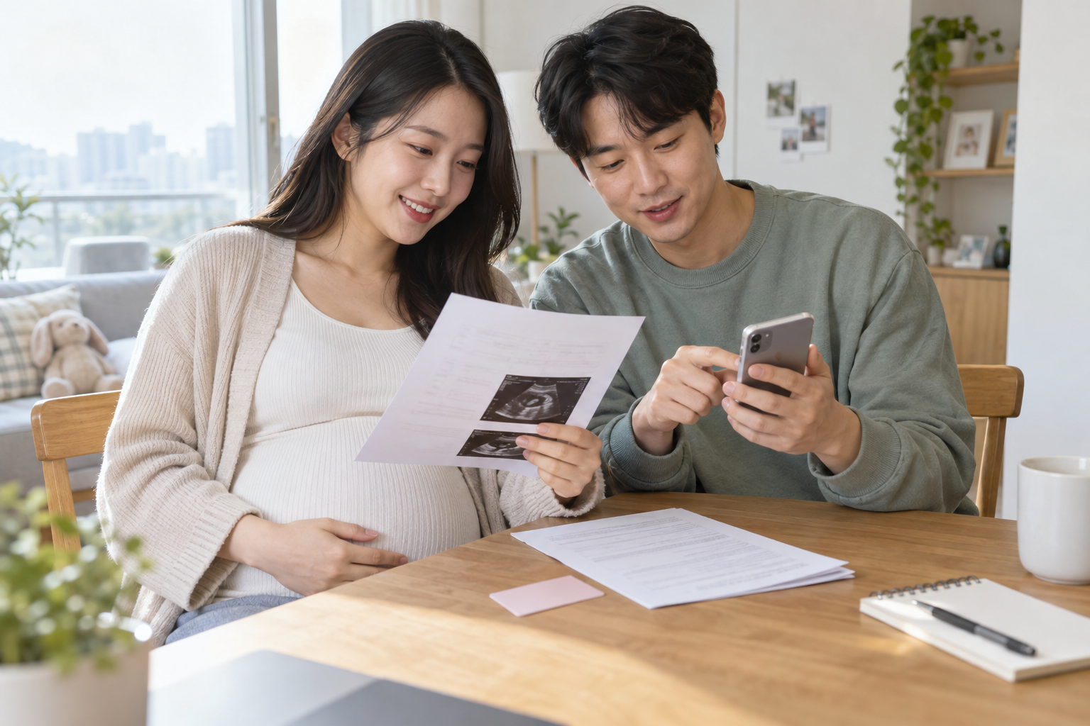 임신·출산 진료비 바우처 신청, 국민행복카드 등록과 사용기간 확인법와 관련해 부모와 아이가 실제 상황에서 다음 행동을 확인하는 장면