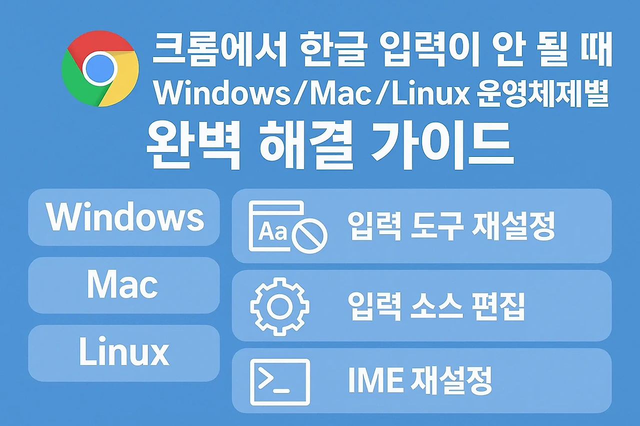 크롬에서 한글 입력이 안 될 때 해결방법 안내 이미지