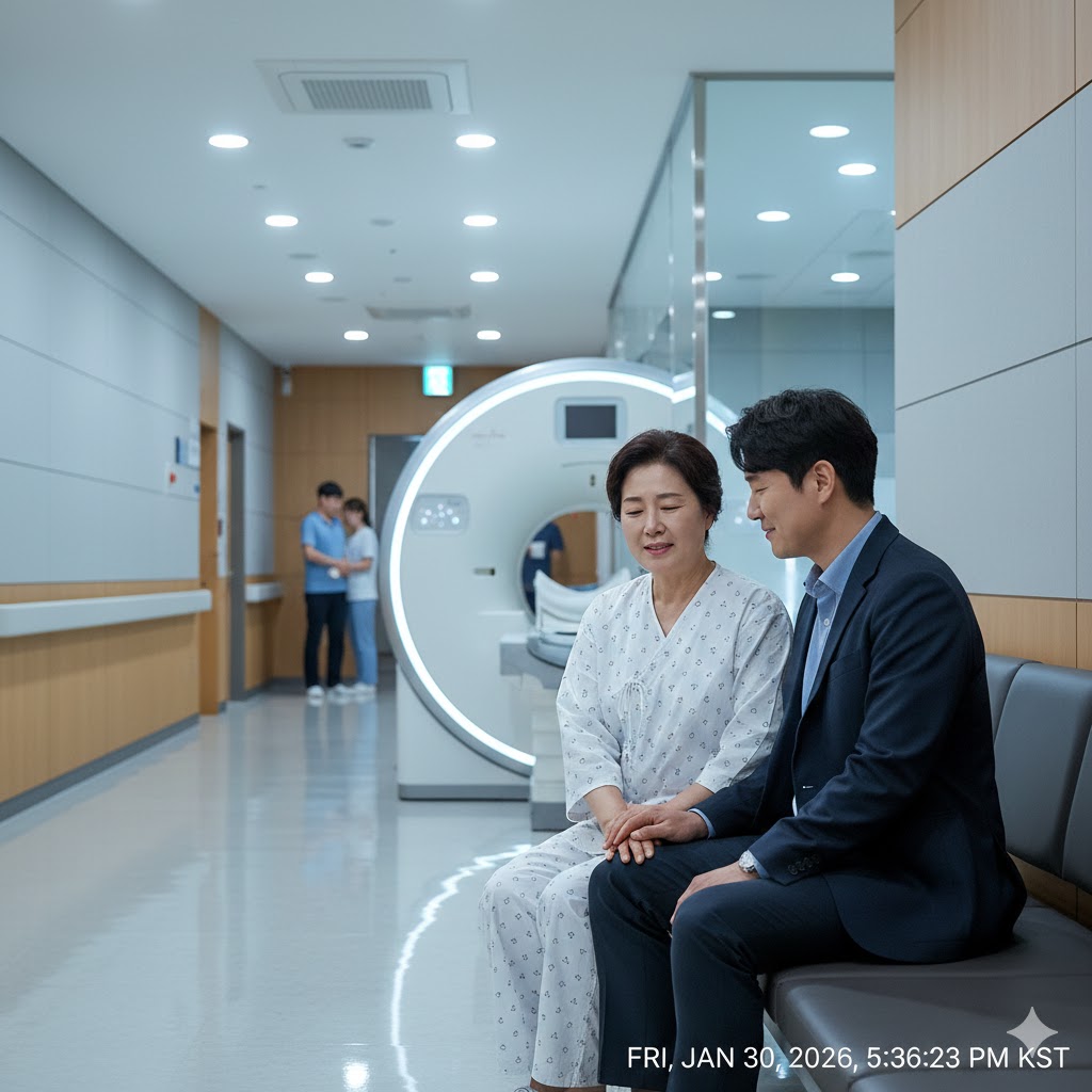 병원에서 MRI 검사 대기하는 환자