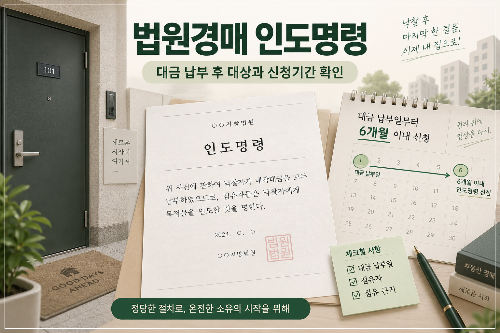 법원경매 인도명령의 대금 납부일과 점유자, 신청기간을 확인하는 모습