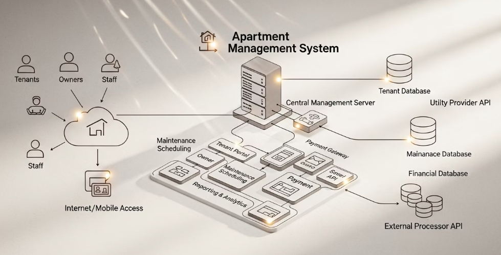공공주택관리 시스템 아키텍처 개념도 이미지