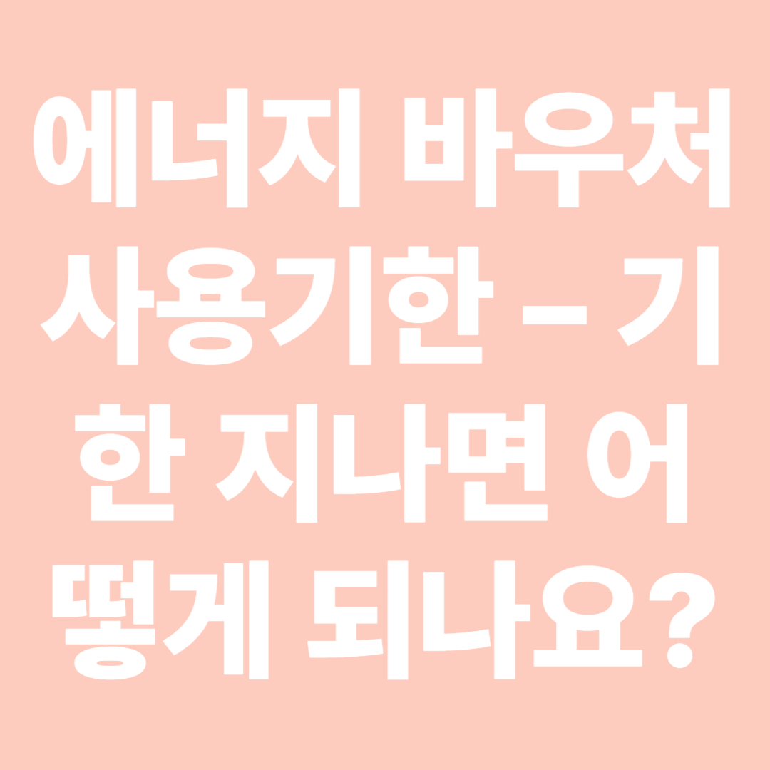 에너지 바우처 사용기한 &ndash; 기한 지나면 어떻게 되나요