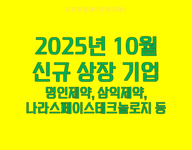 2025년 10월 신규 상장
