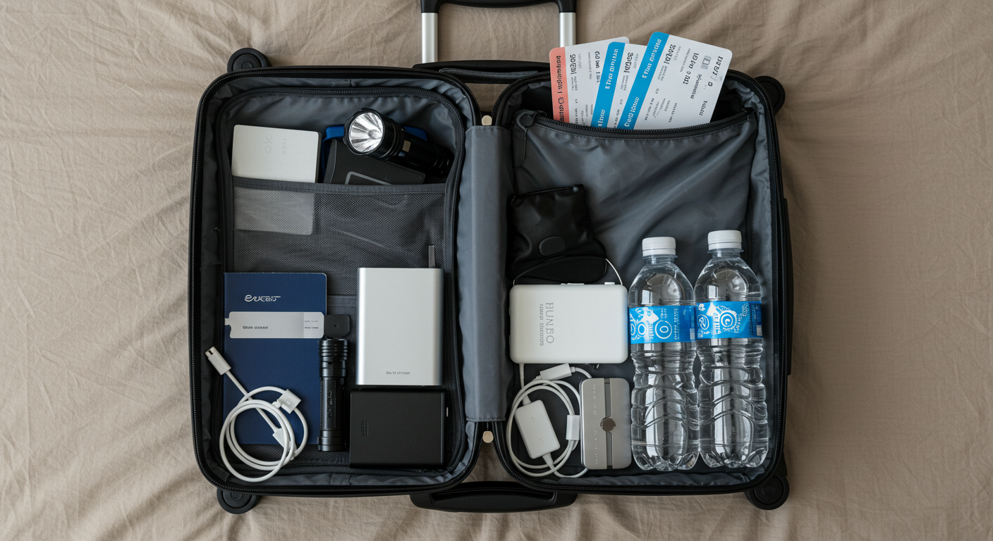 지진에 대비해 짐을 꾸리는 여행 준비물