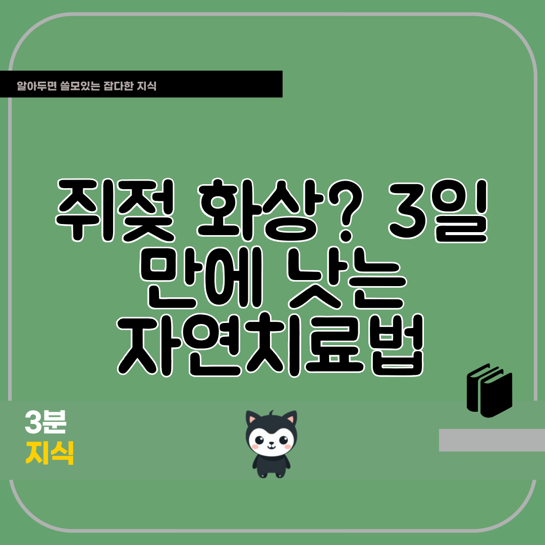 쥐젖 화상 3일 만에 낫는 자연치료법
