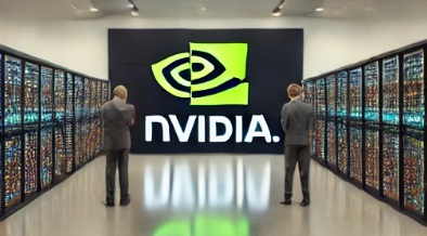 nvidia매장안에 두사람이 서있는 모습