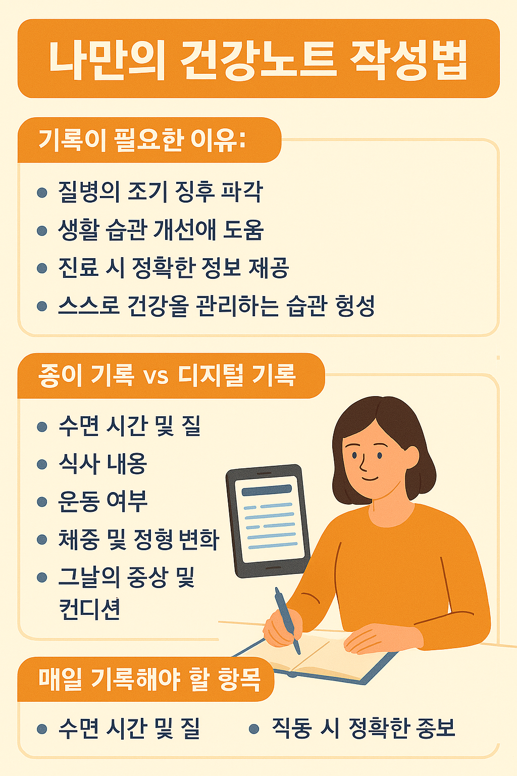매일 기록하는 건강노트로 건강관리
