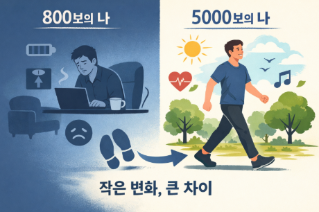 하루 활동량 늘리기 위해 걷는 모습