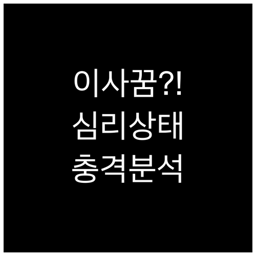 꿈속 이사 집 상황으로 보는 심리 상..