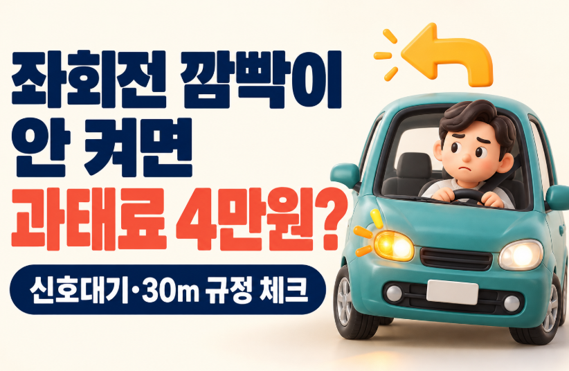 좌회전 깜빡이 안 켜면 과태료 4만원｜신호대기&middot;30m 규정&middot;12월 집중단속&middot;벌점 10점 총정리