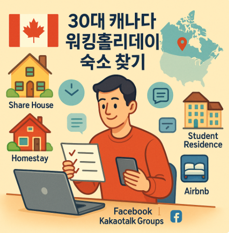 30대 남성이 캐나다 워홀 숙소 찾는 모습