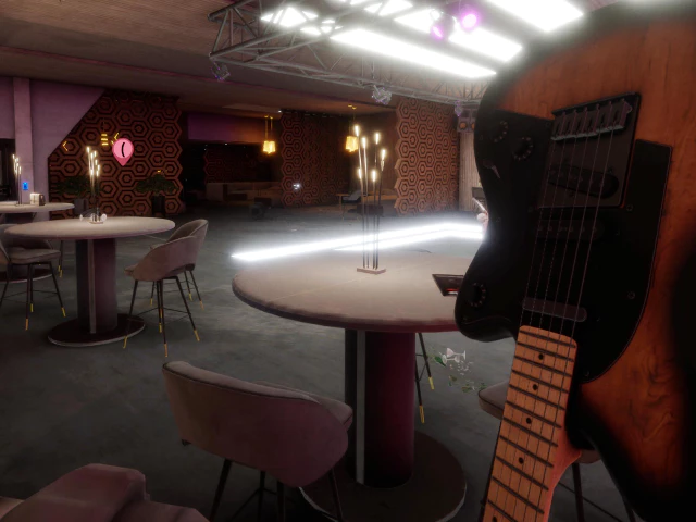 기타를 들어본 모습.