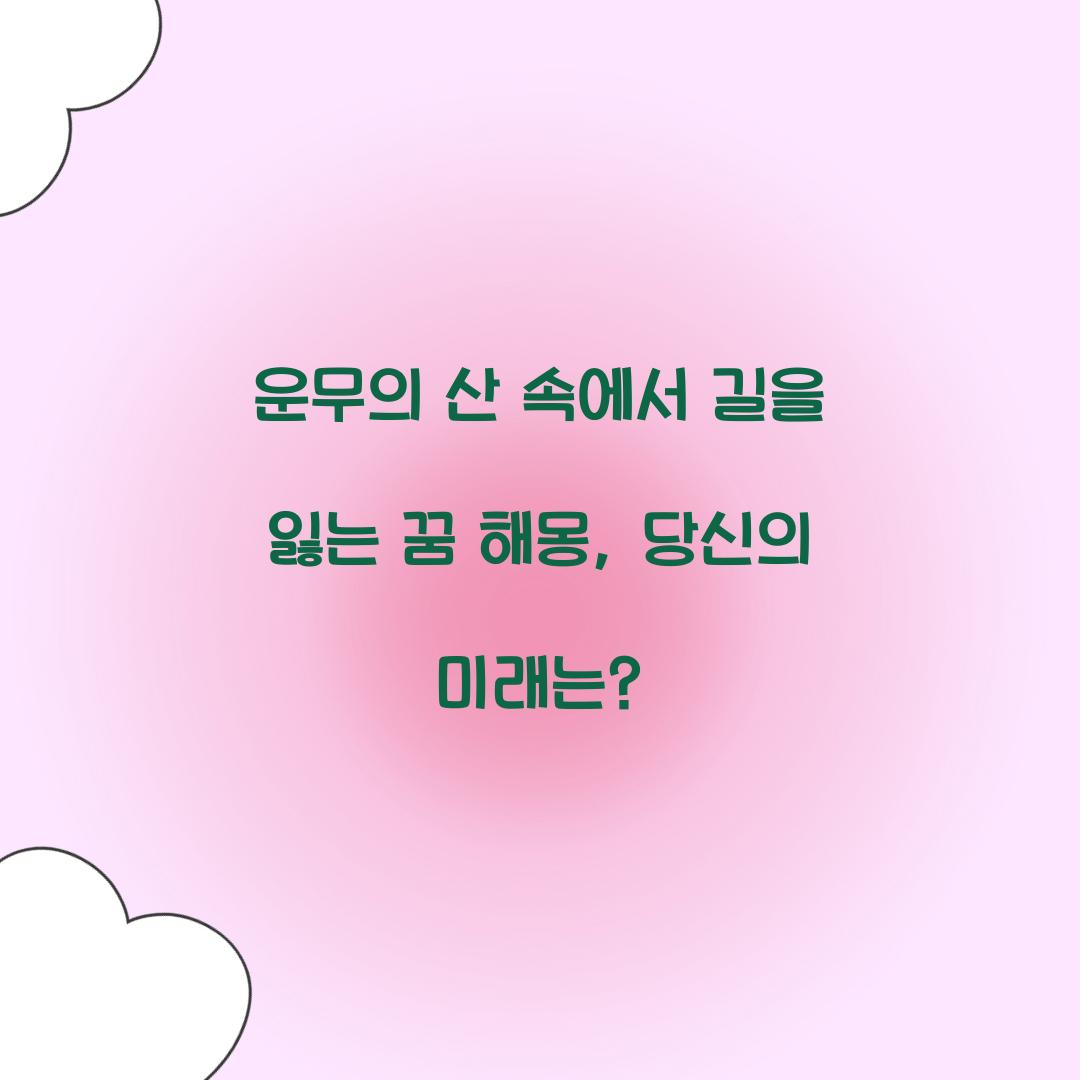 운무의 산 속에서 길을 잃는 꿈 풀이 해몽 해석