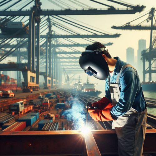 조선소에서 일하는 청년