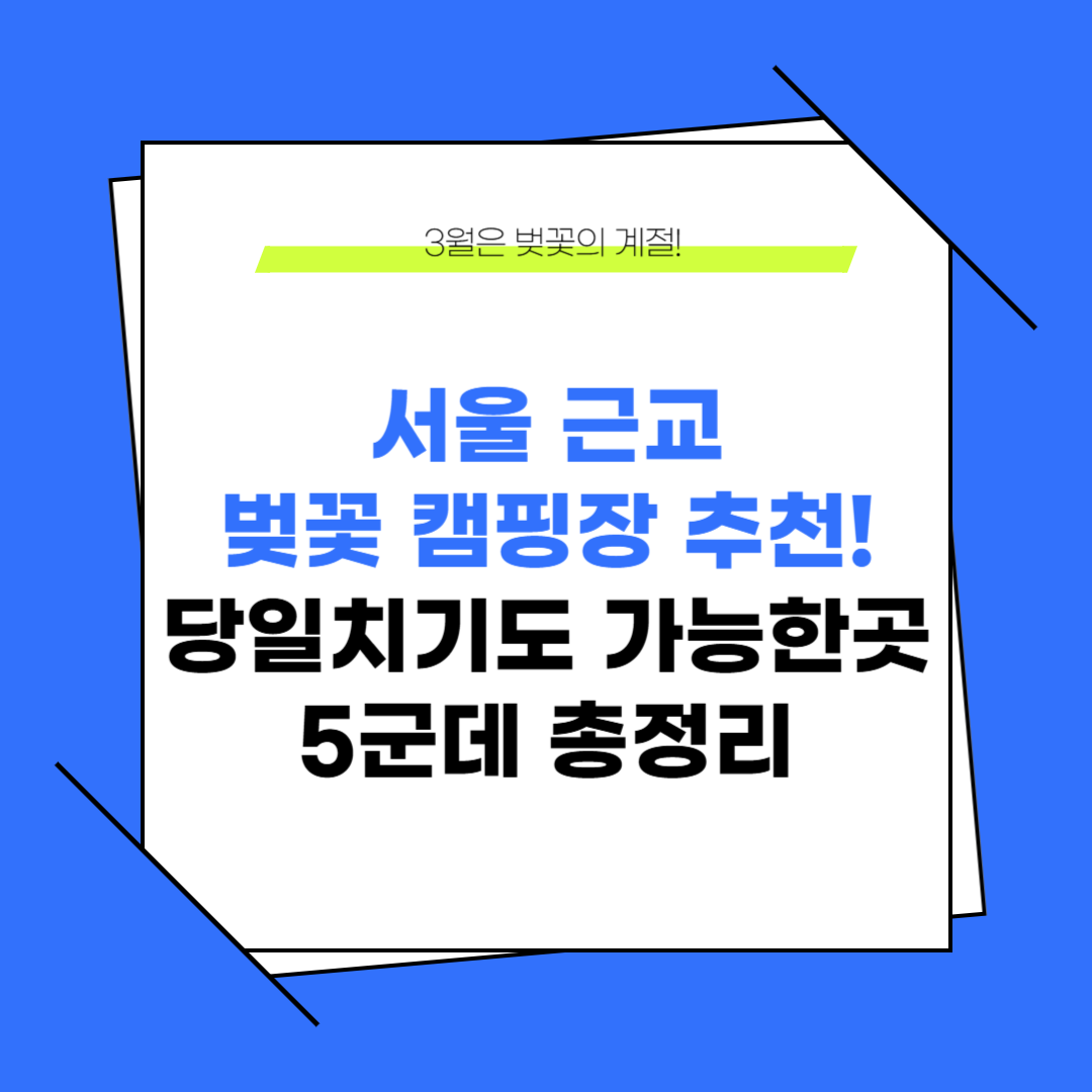서울 근교 벚꽃 캠핑장 추천! 당일치기 가능한 곳까지 총정리