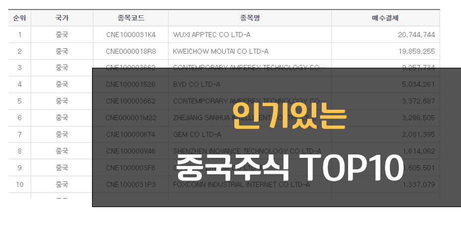 인기있는 중국주식