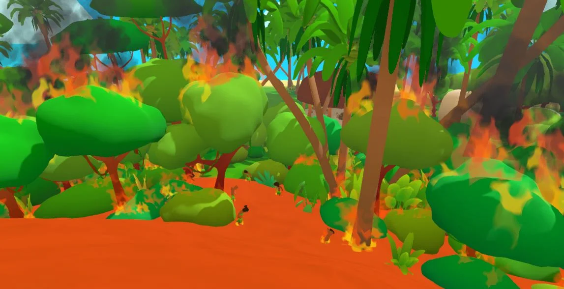 파인애플-온-피자-게임-속-부족과-나무는-불에-타는-중...3