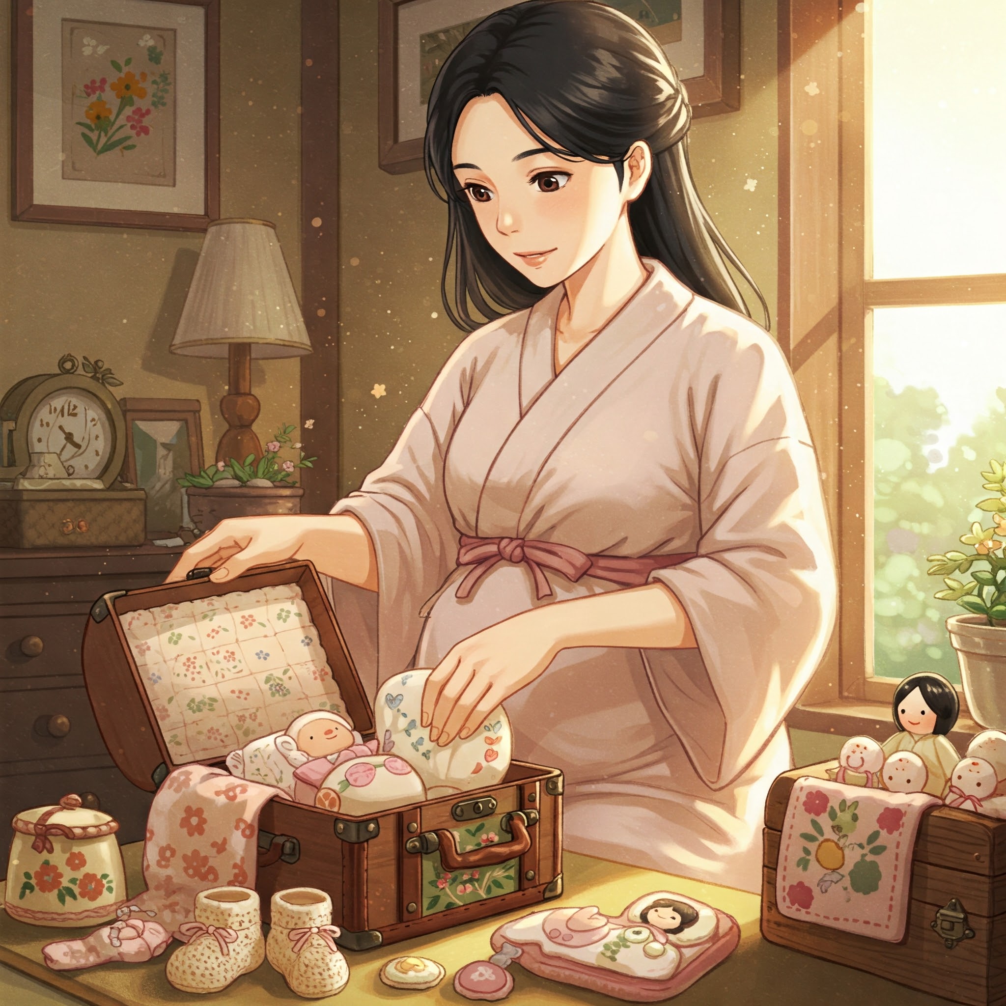 출산 용품 준비중인 임산부