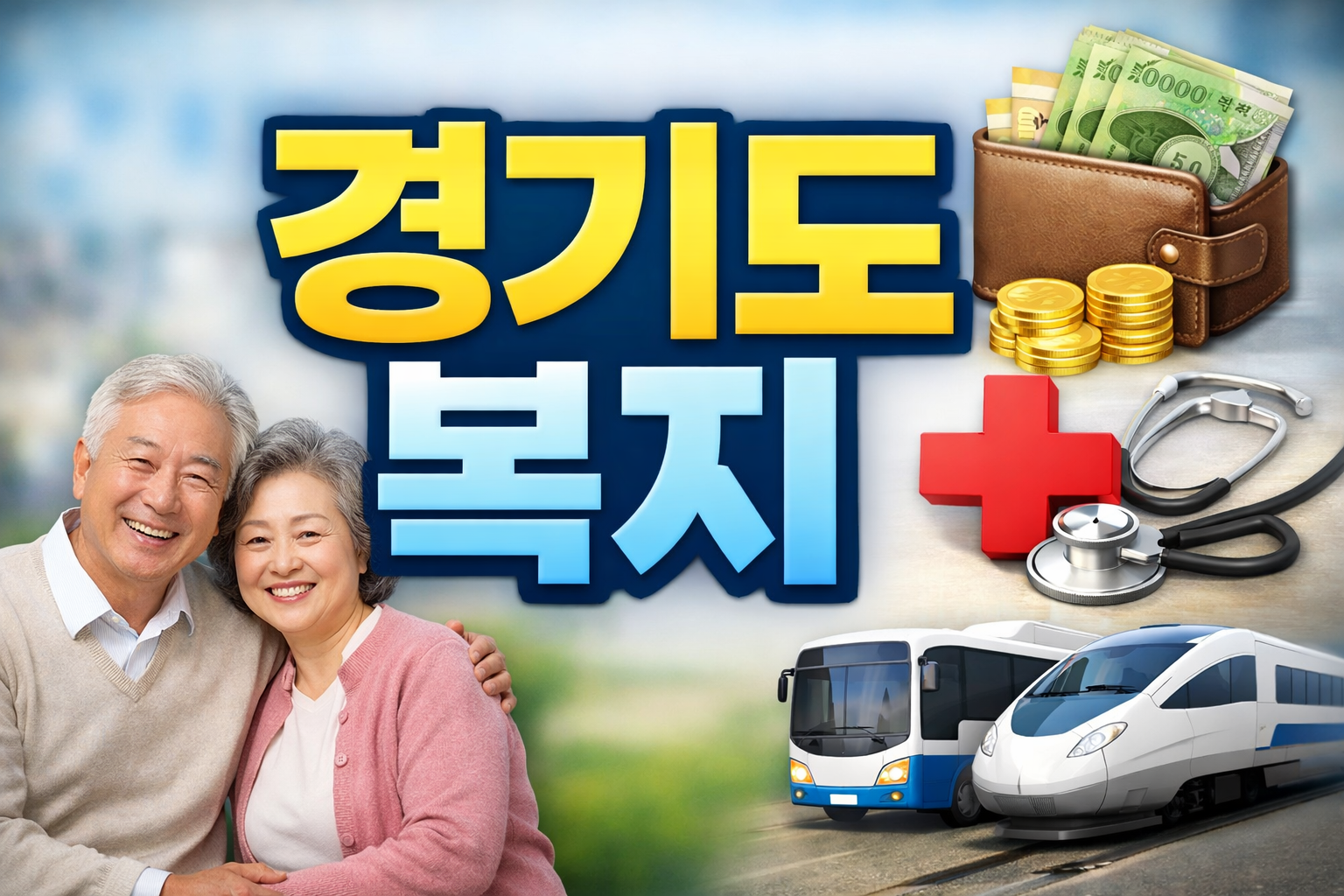 은퇴 후 부부가 경기도 복지 정책을 활용해 생활비 절감 및 노후 소득을 지켜서 행복해하고 있다.