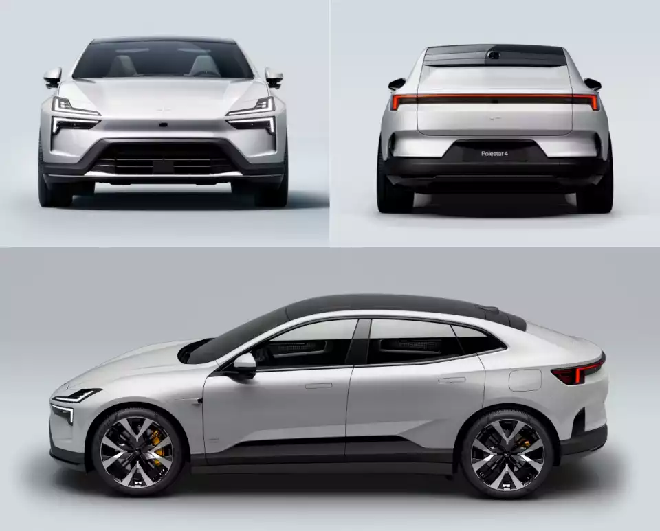 폴스타 4의 앞, 뒤, 옆모습을 모았습니다.