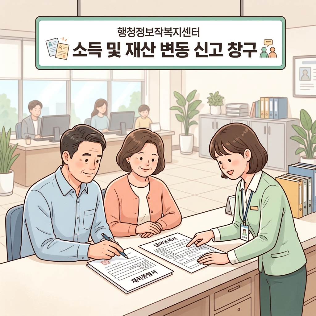 행정복지센터 교육급여 소득 변동 신고 장면