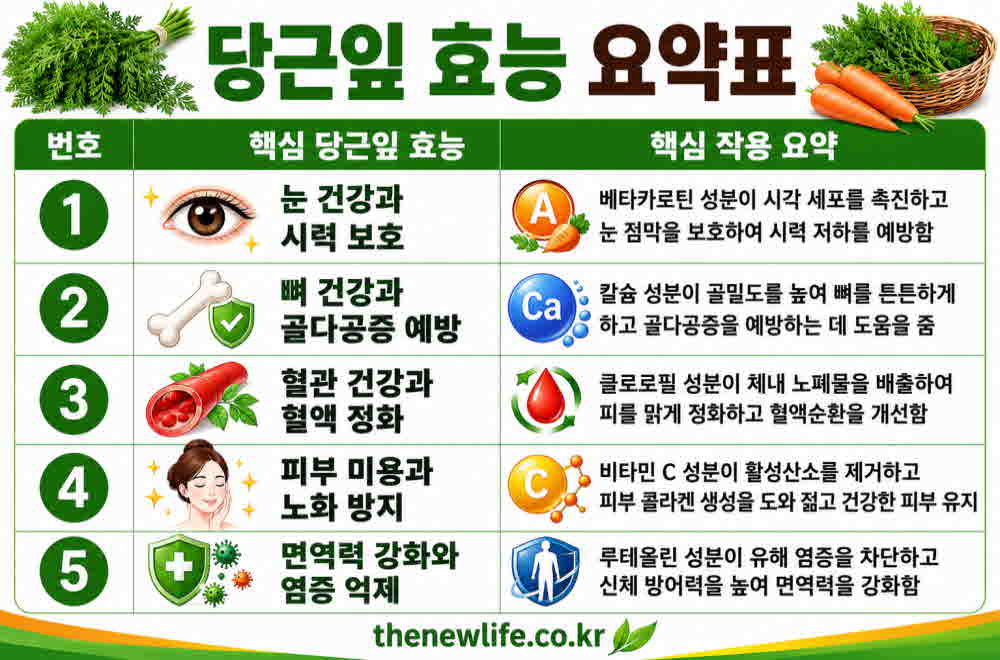 당근잎 효능 요약표