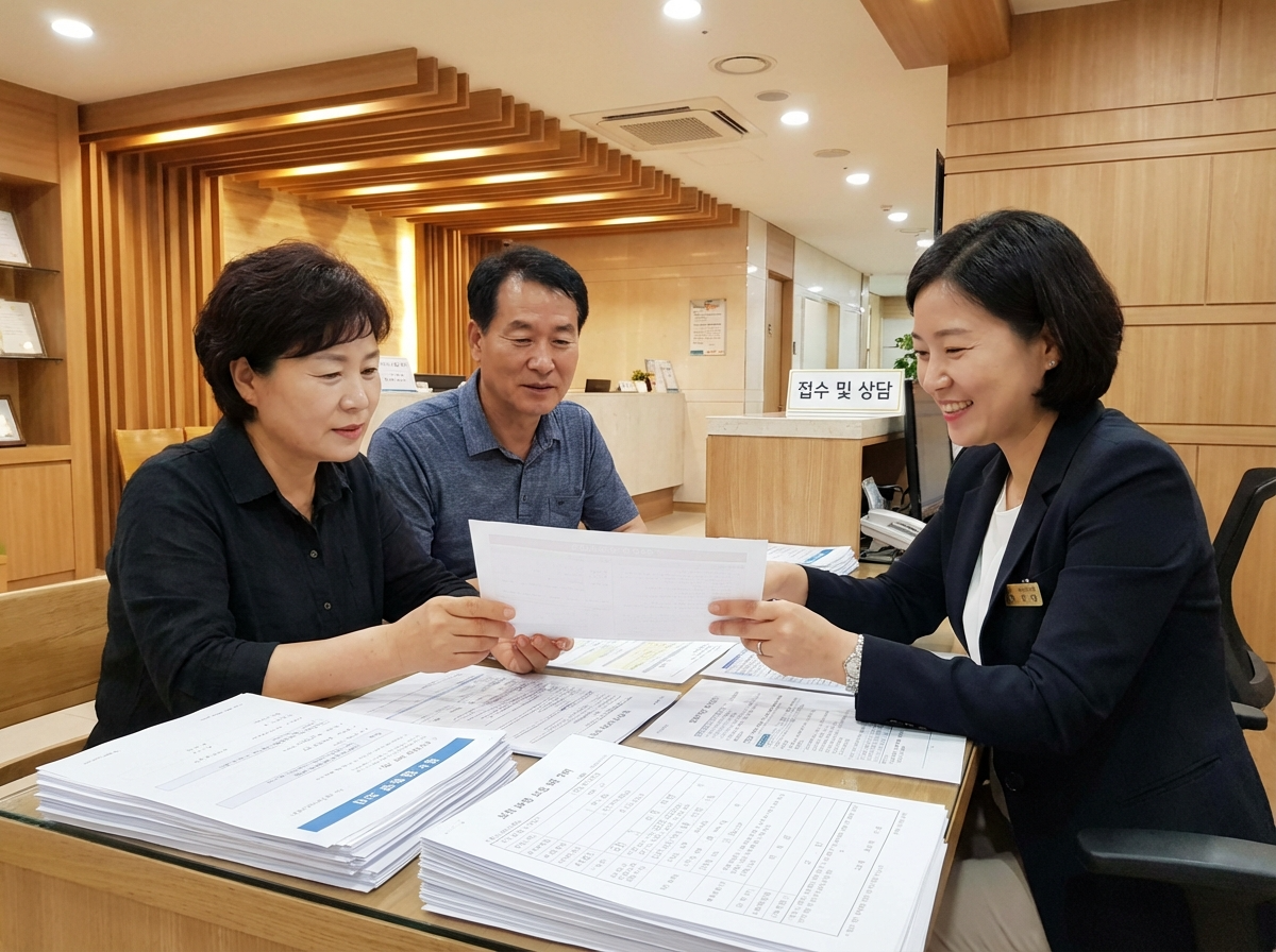 가족이 병원과 상담하는 모습