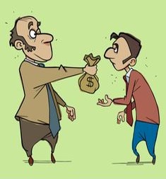 사장님이-부하-직원에게-돈봉투를-건네는-모습