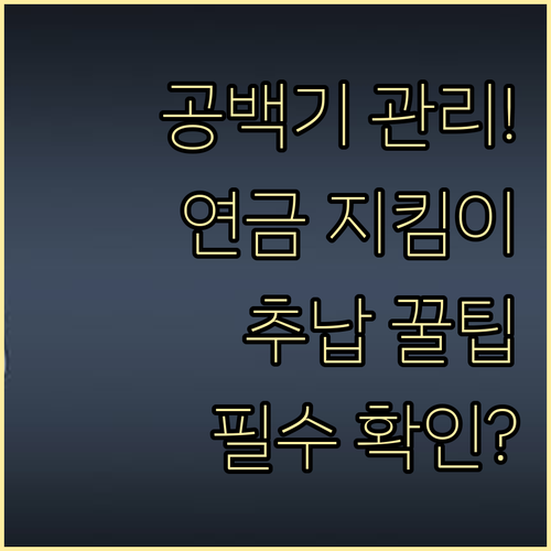 소득 공백기 관리 국민연금 납부 예외..