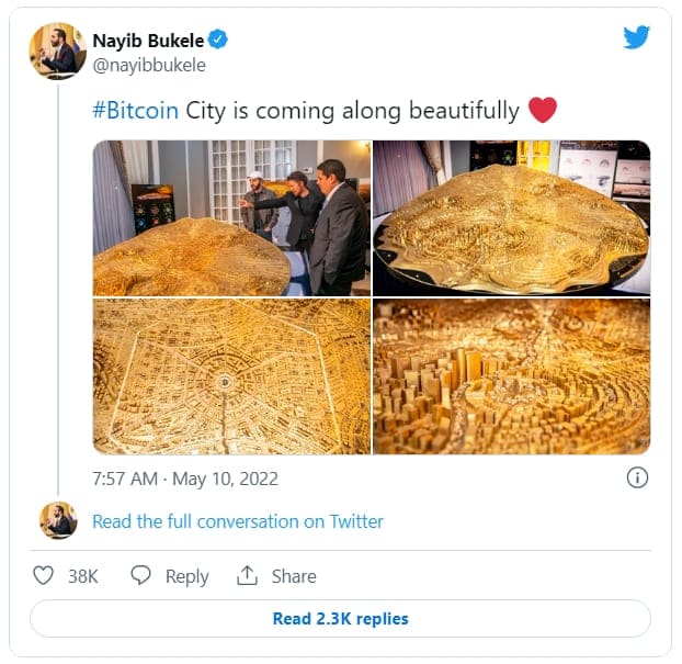 엘살바도르 대통령, 화산 비트코인시티 디자인 공개 VIDEO: El Salvador's president reveals design for volcanic Bitcoin City