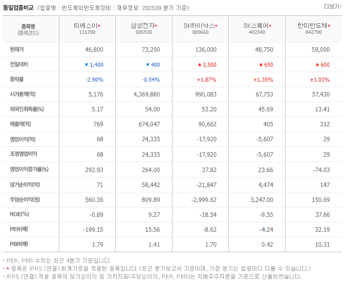 티에스이_동종업비교자료