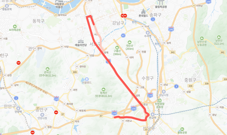 서울-성남-9004번-버스-노선-지도