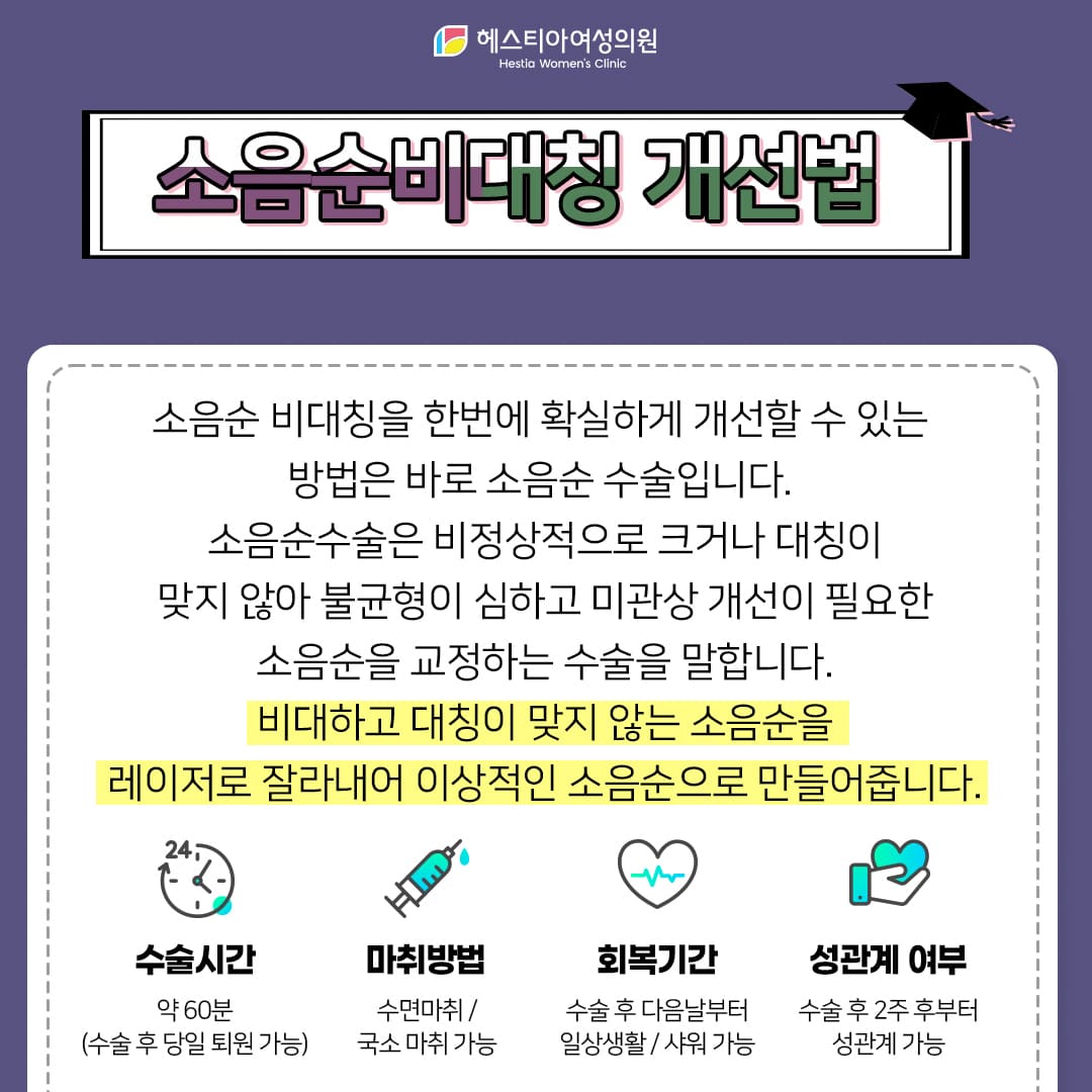 소음순변형 소음순성형으로 개선할 수 있어요.