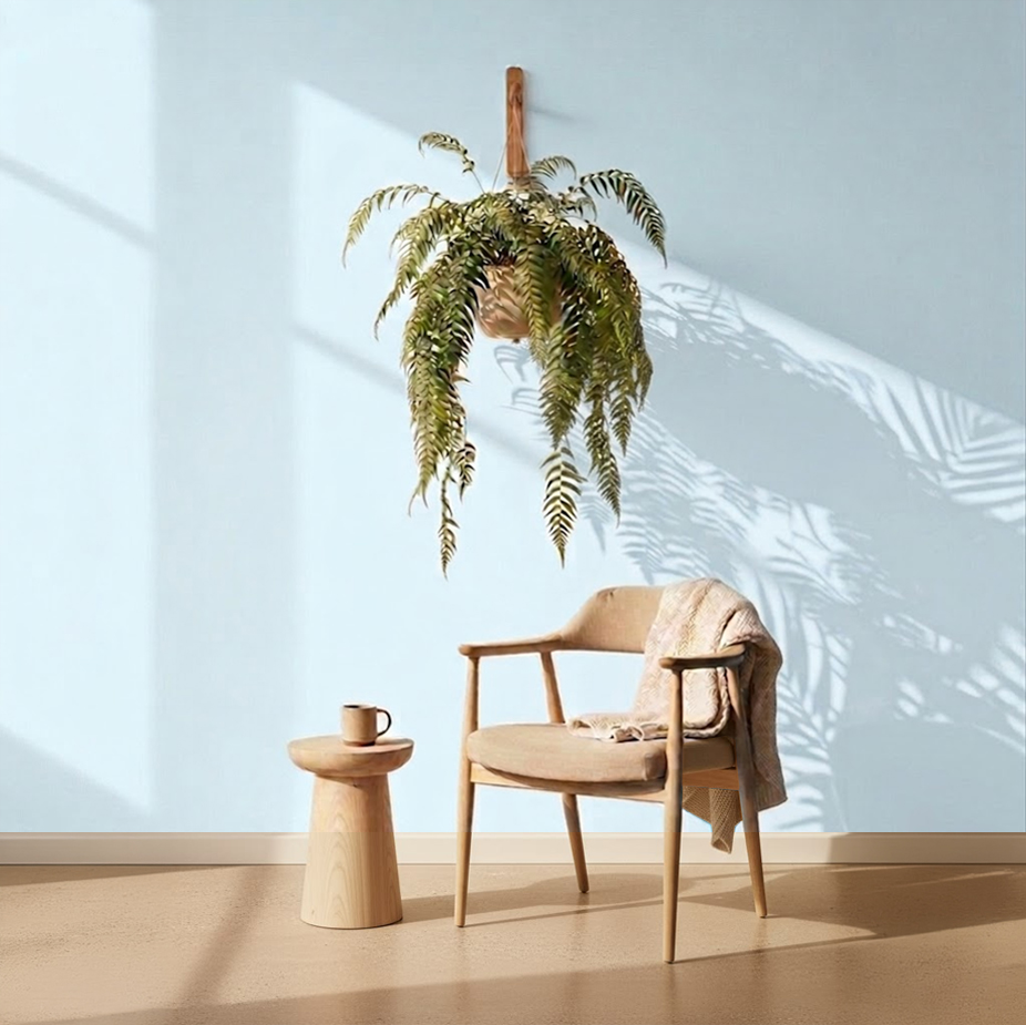 벽에 식물을 걸어 시각적 온도 낮춘 인테리어 이미지