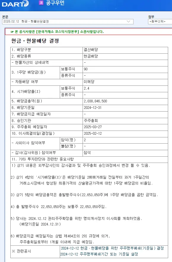 공구우먼(366030) 2025년 배당금