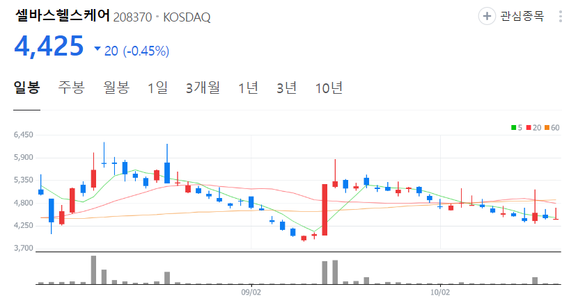 셀바스헬스케어-주가-일봉