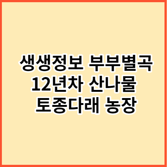 생생정보 부부별곡 산나물 산마늘 토종다래