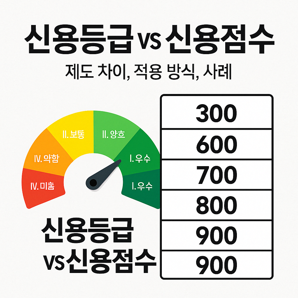신용등급 vs 신용점수 (제도차이, 적용 방식, 사례)